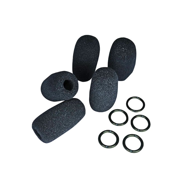 Collection of otto headset boom mic replacement covers and o-ring in a gallery layout